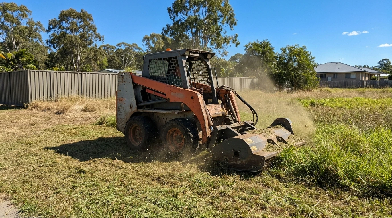 Bobcat with Slasher Attachment used by Gettin' It Done! Tree Services