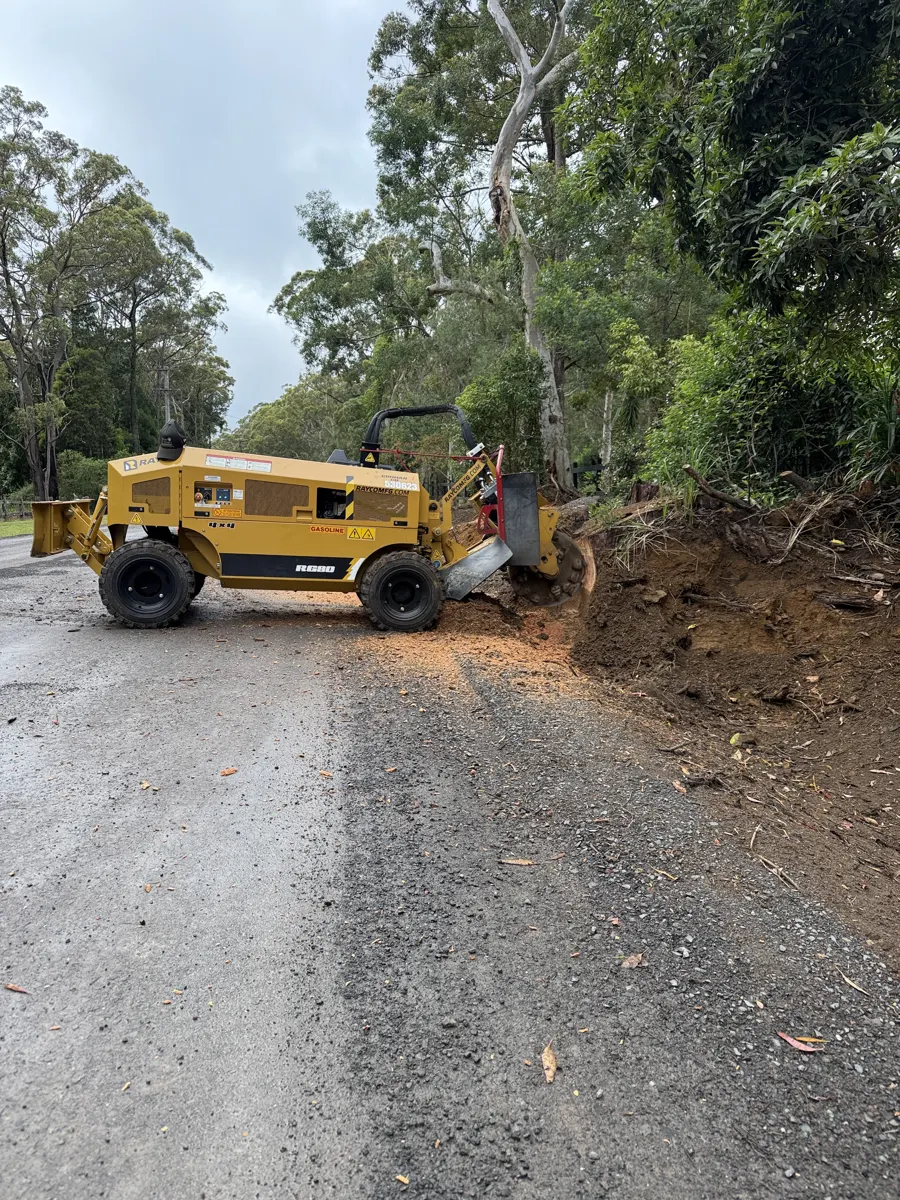 Roadside vegetation management with heavy machinery