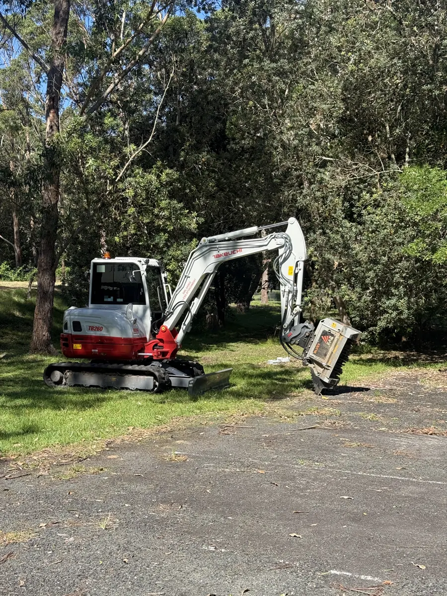 Excavator on site ready for land clearing works